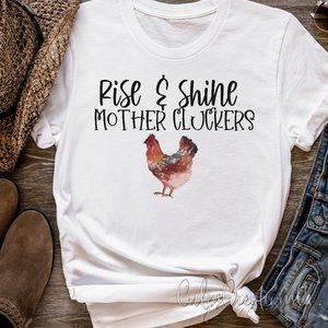 Rise and shine mother cluckers watercolor rooster womens graphic t shirt